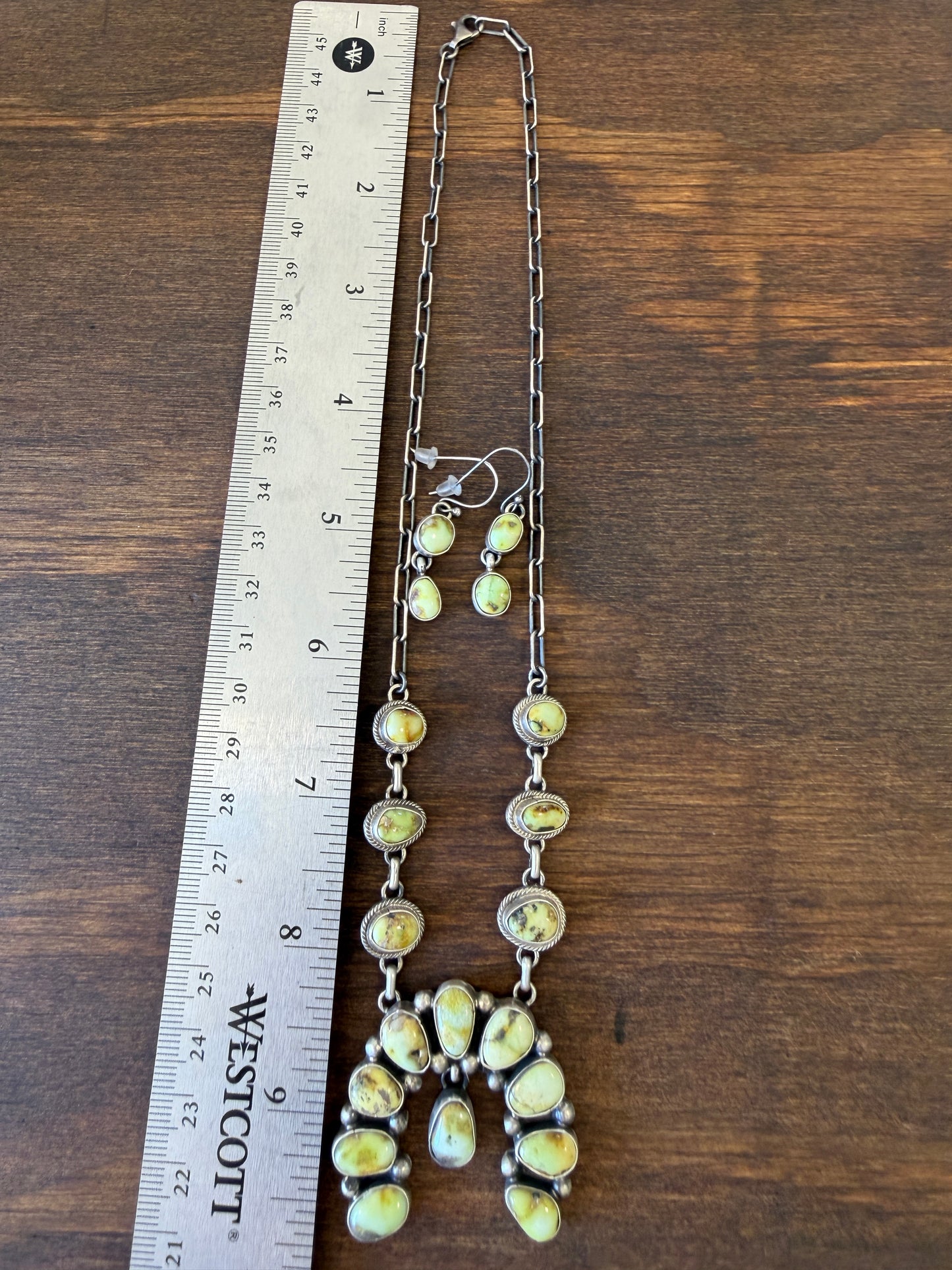 New mini palomino turquoise necklace and earrings set