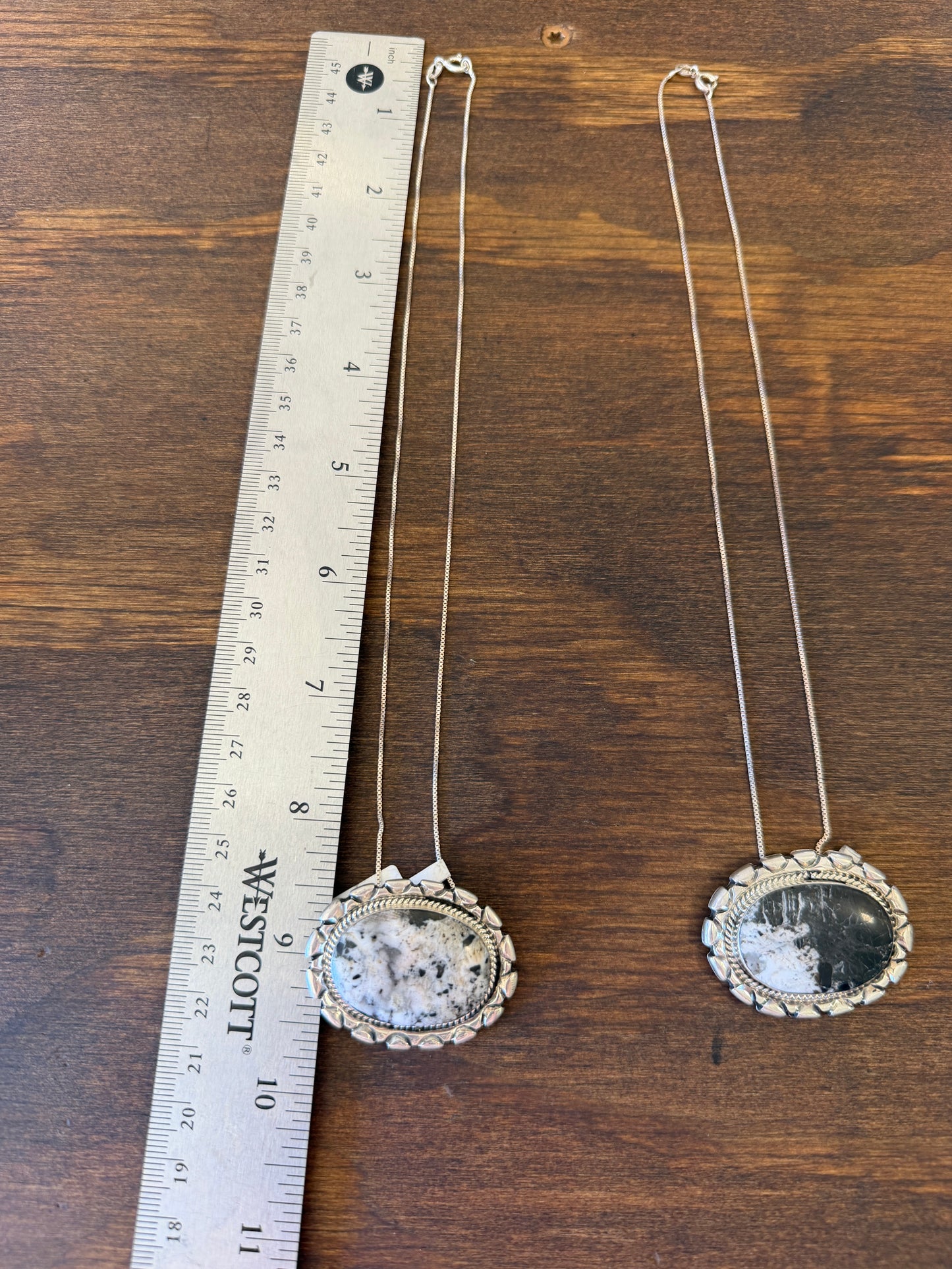 New large white buffalo oval bar necklace on chain