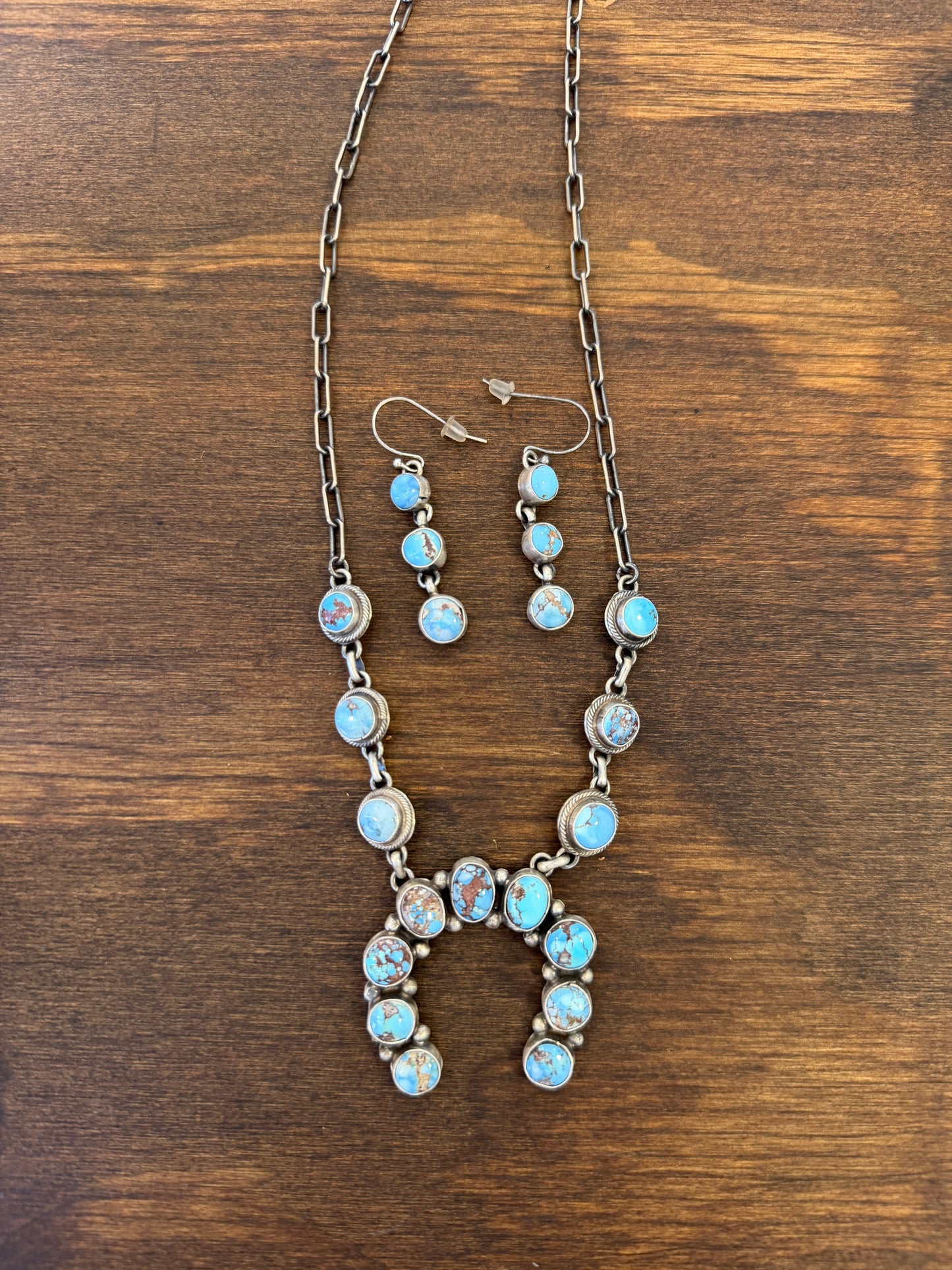 New mini golden hills turquoise necklace and earrings set