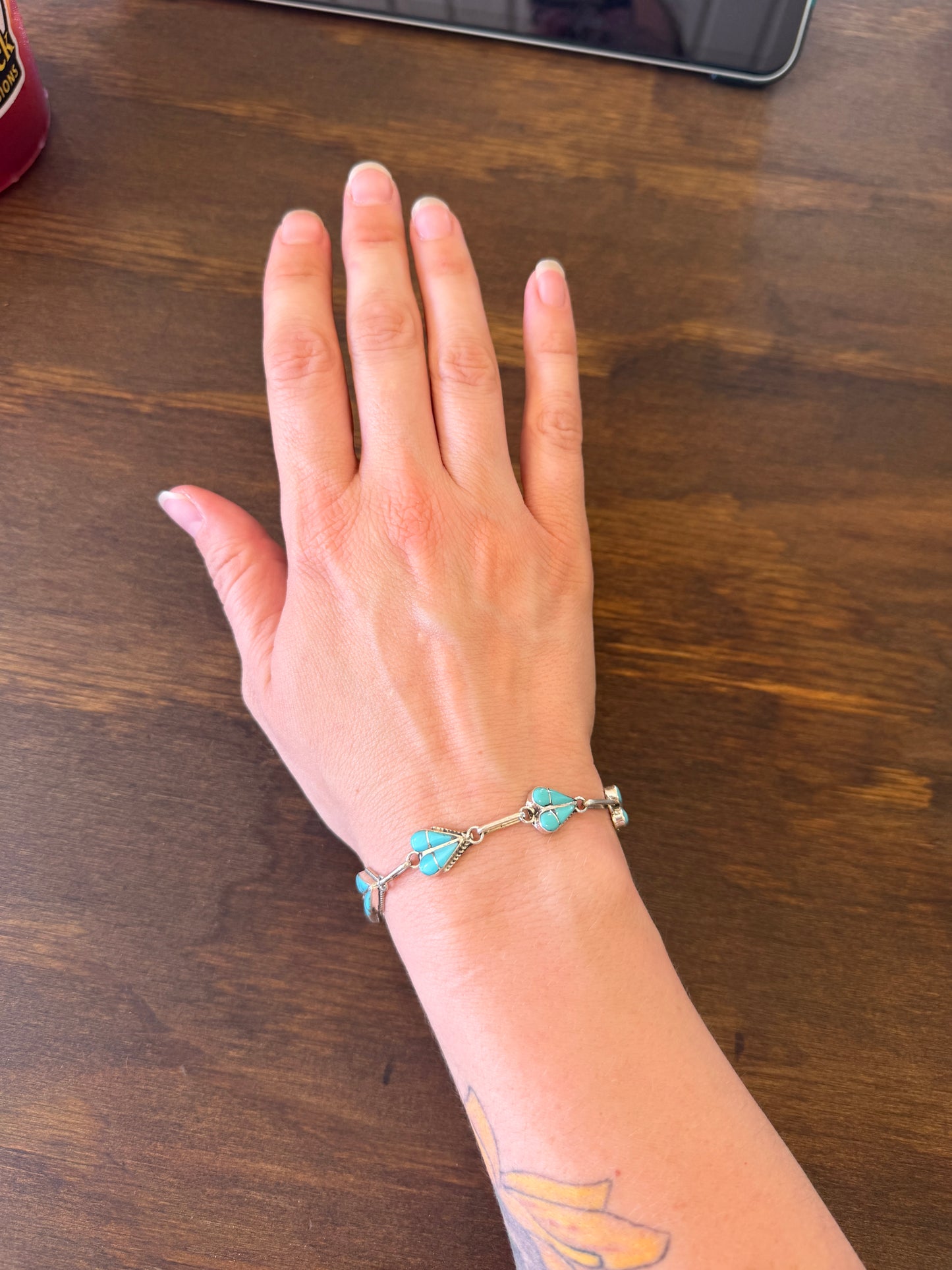 New inlay heart turquoise link bracelet