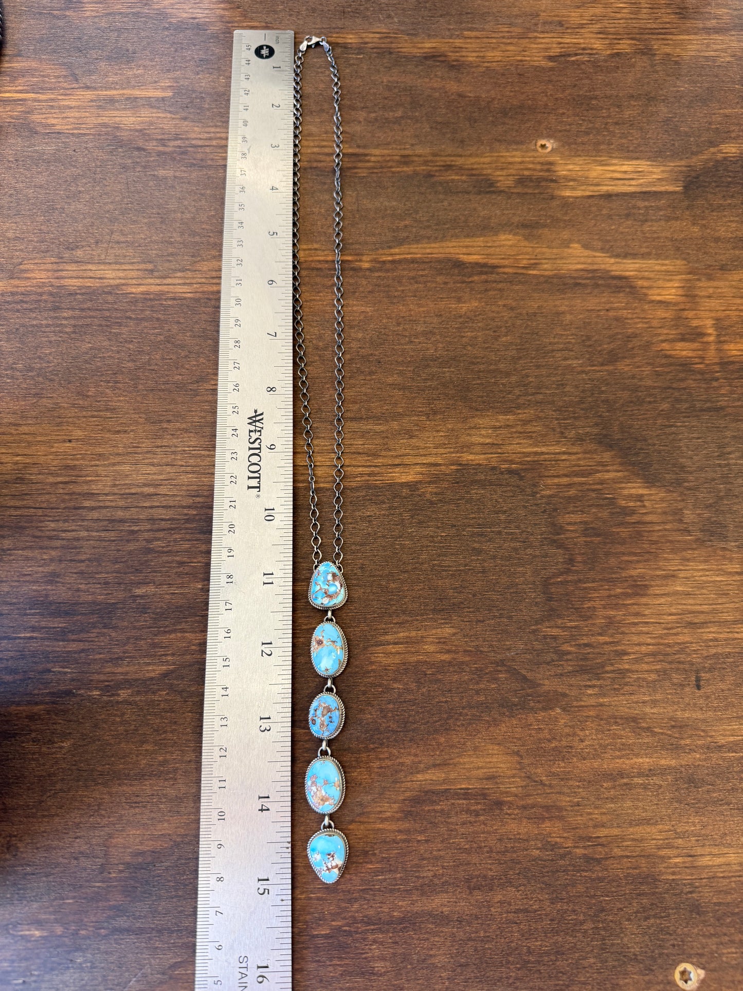 New golden hills turquoise lariat drop style necklace