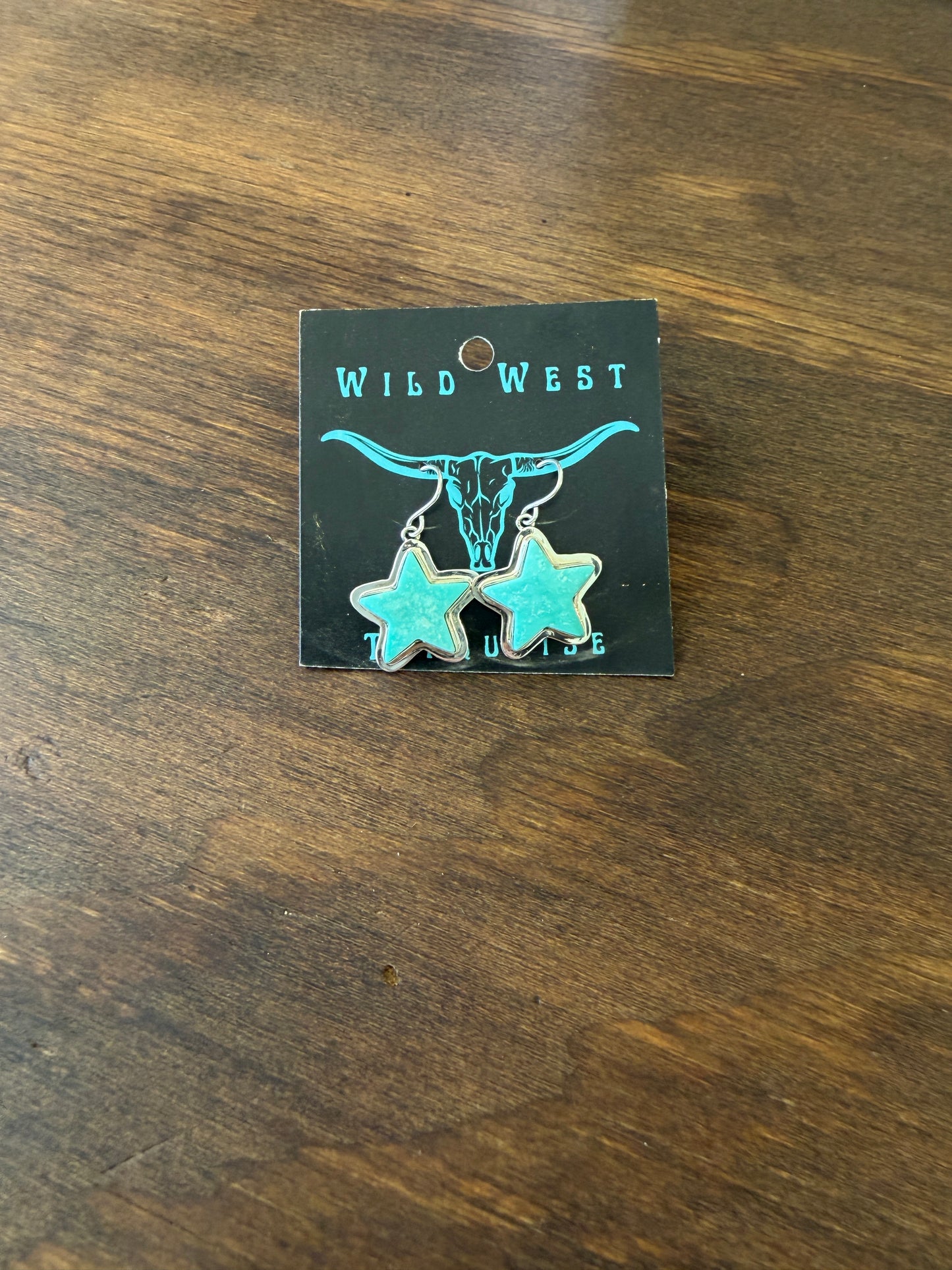 New turquoise star dangle earrings