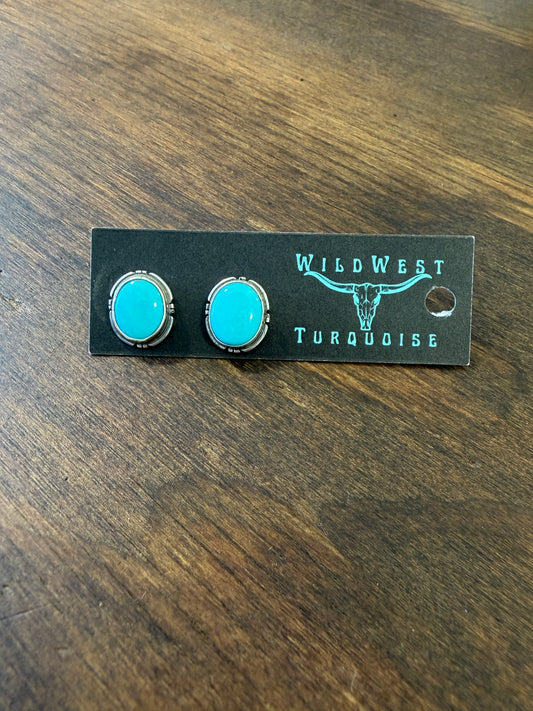 New turquoise bezel edge stud earrings