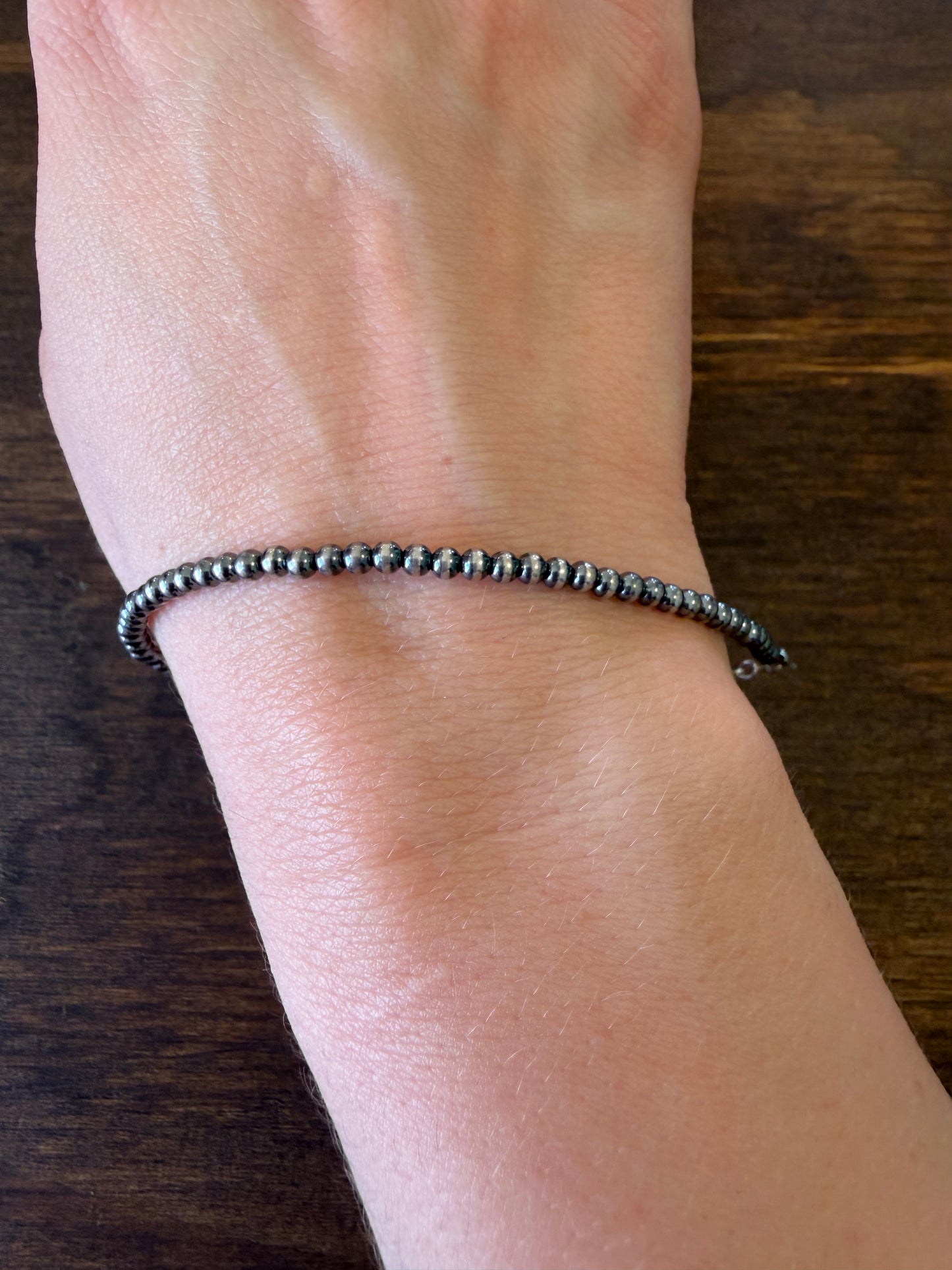 New 3mm silver pearl bracelet