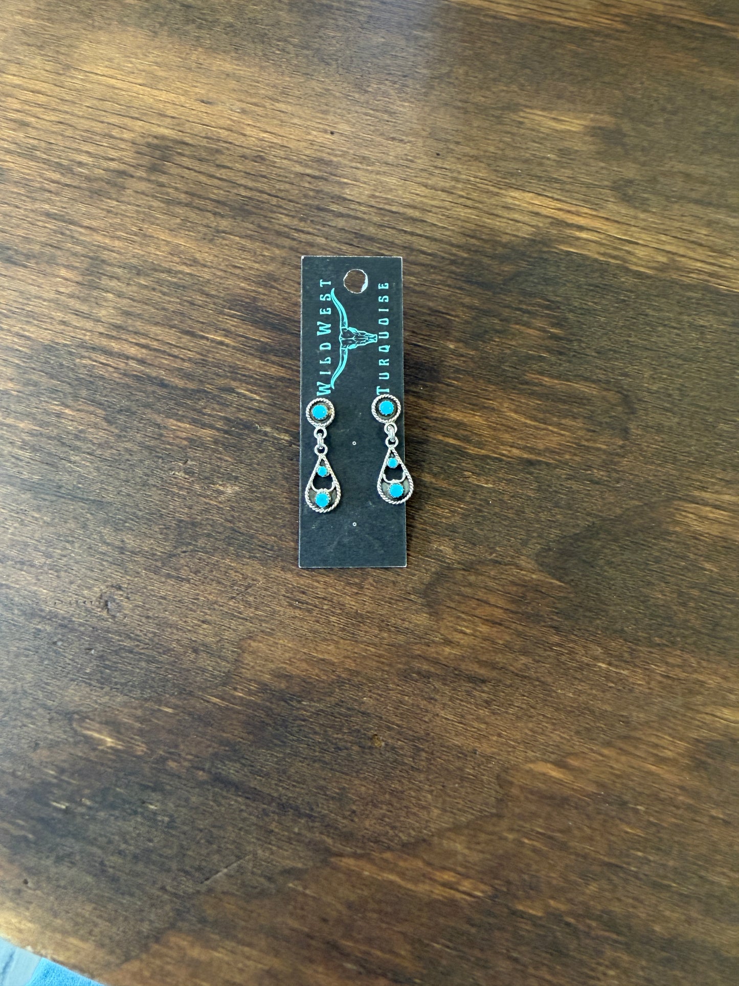 New snake eye turquoise stud dangle shadow box earrings
