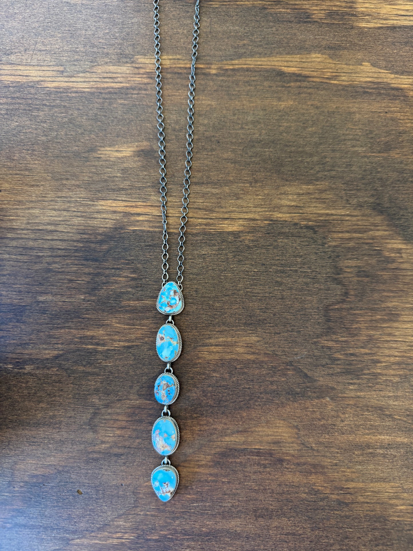 New golden hills turquoise lariat drop style necklace
