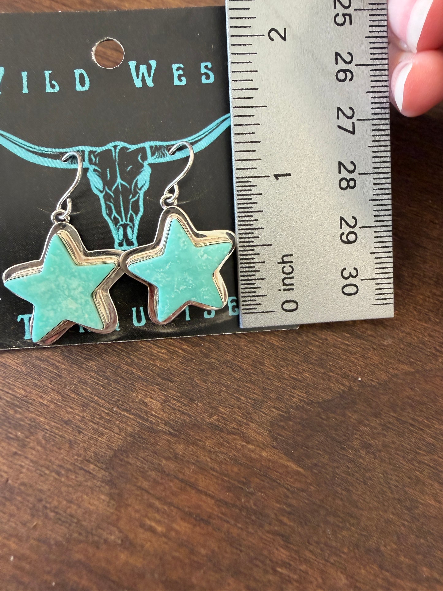 New turquoise star dangle earrings