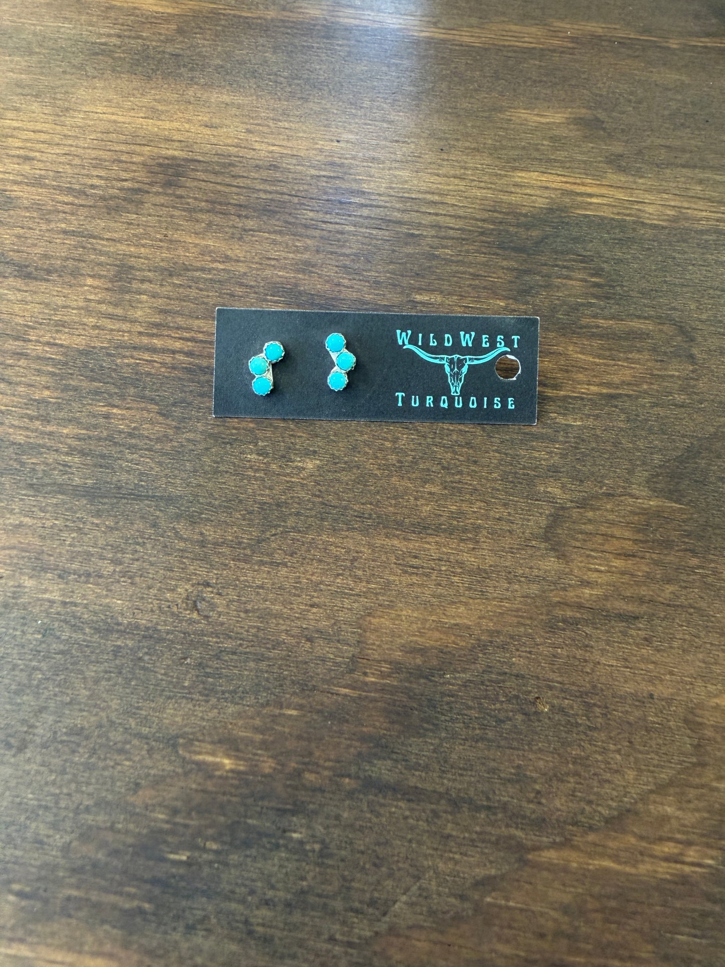 New 3 stone turquoise stud earrings