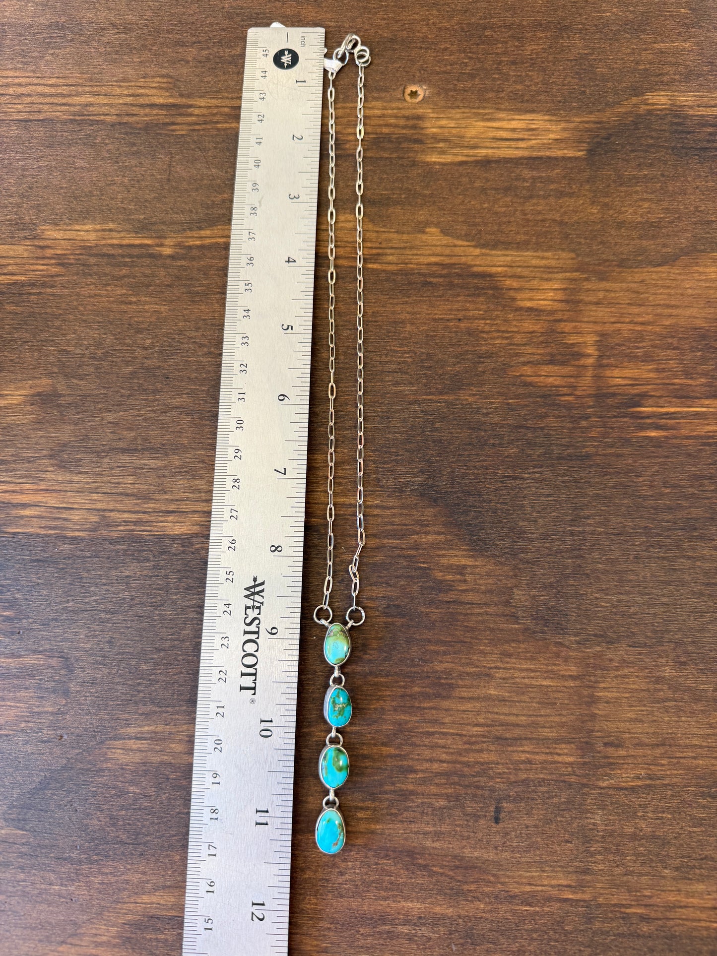 New Sonoran gold turquoise lariat drop style necklace
