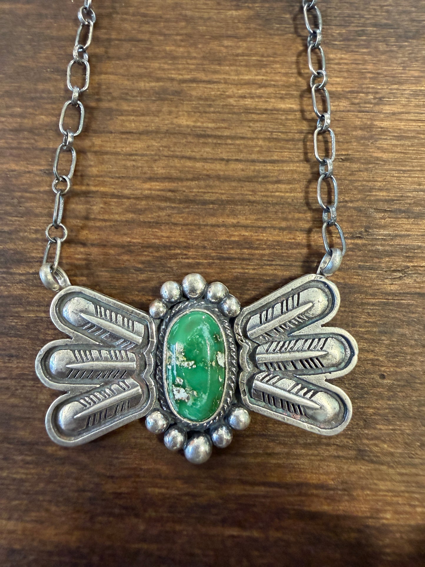 New Sonoran gold turquoise feather bar necklace