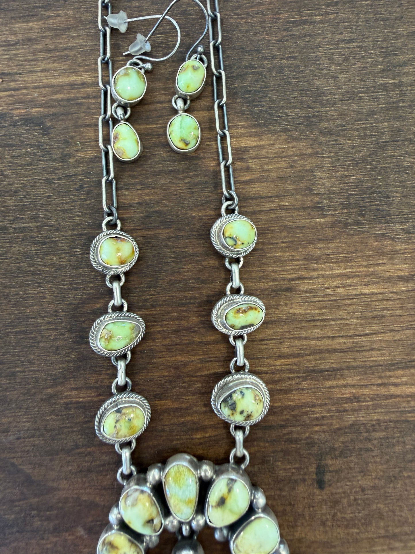 New mini palomino turquoise necklace and earrings set
