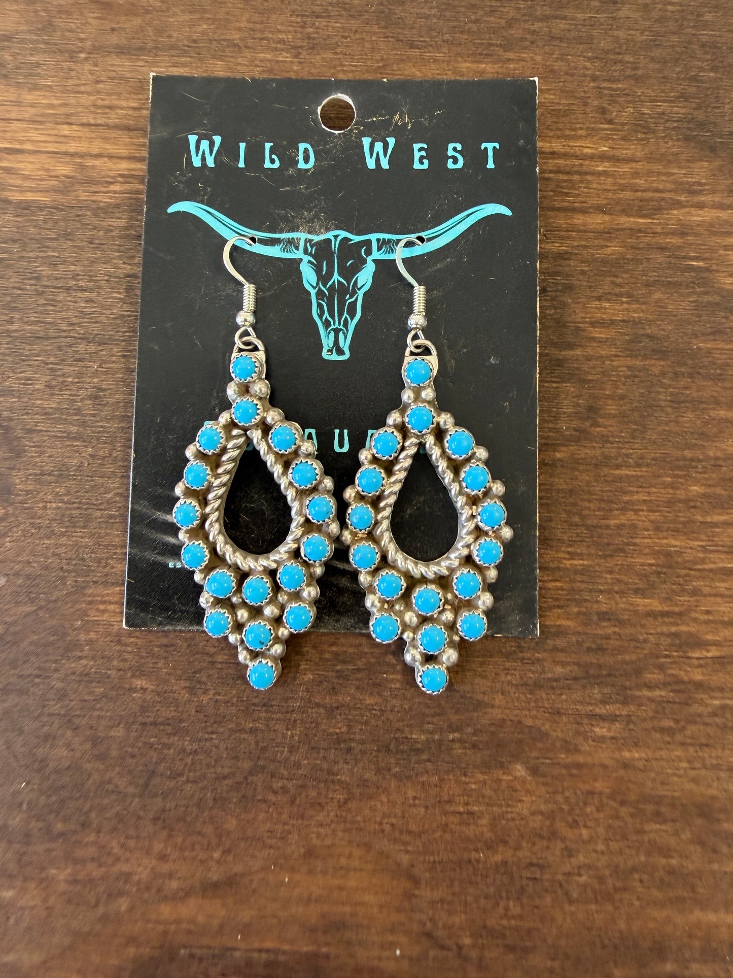 New turquoise cluster dangle statement earrings