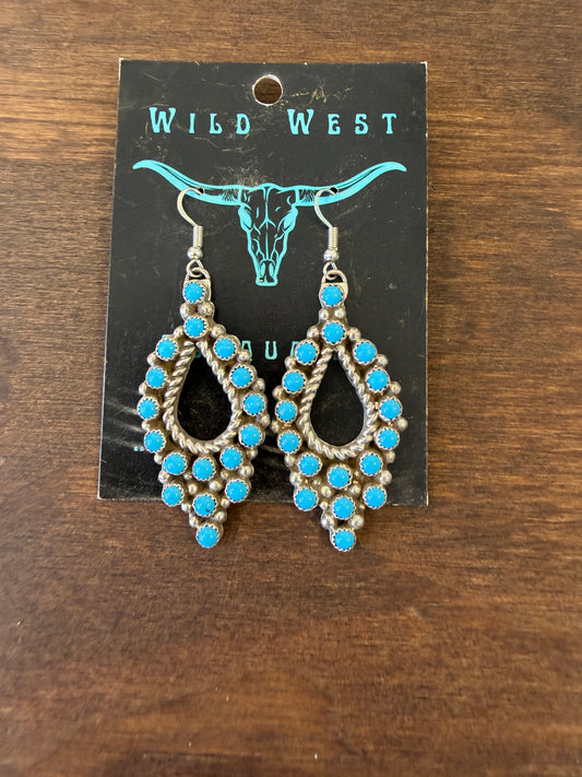 New turquoise cluster dangle statement earrings