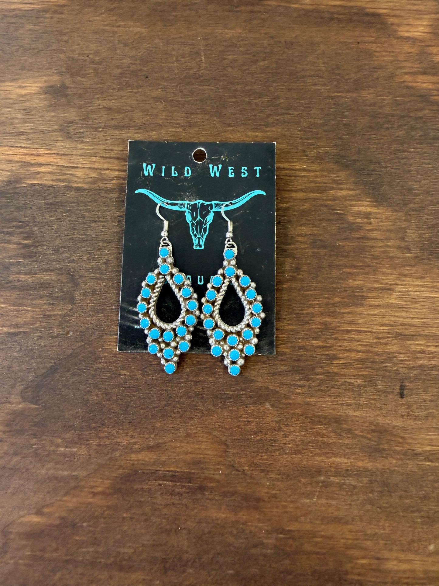 New turquoise cluster dangle statement earrings