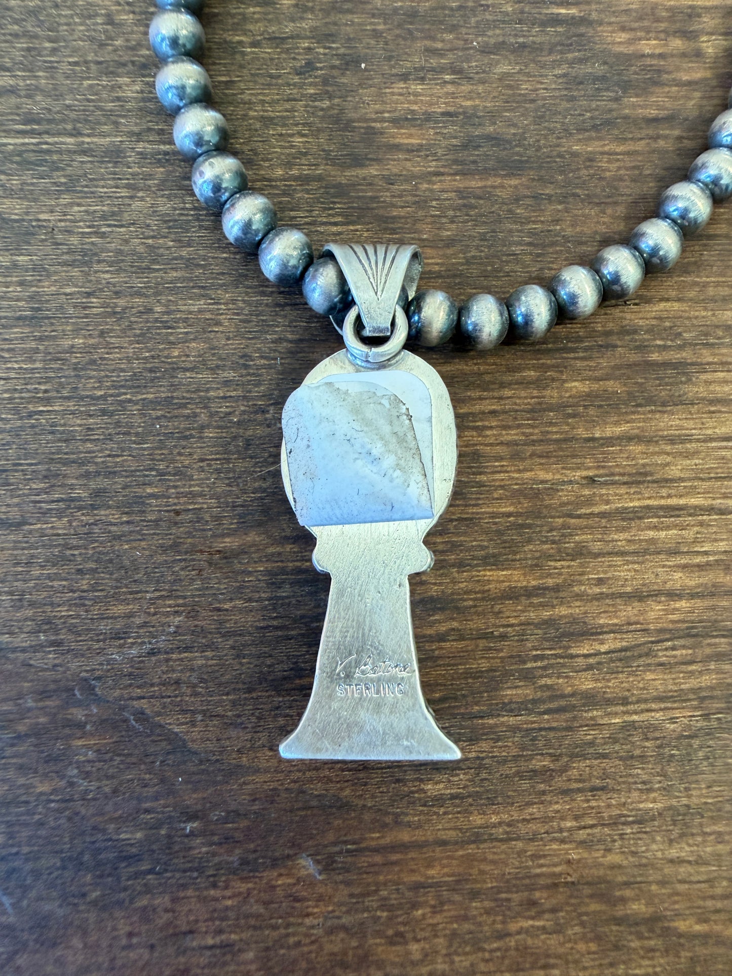 New 16” 5mm pearl necklace with Sonoran gold turquoise squash pendant
