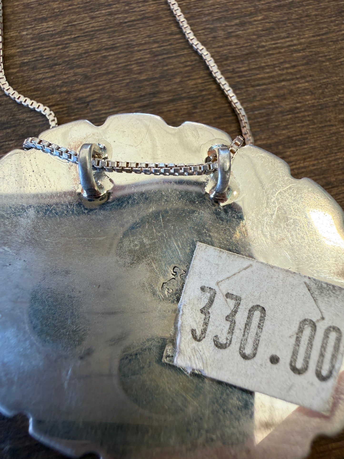 New large white buffalo oval bar necklace on chain