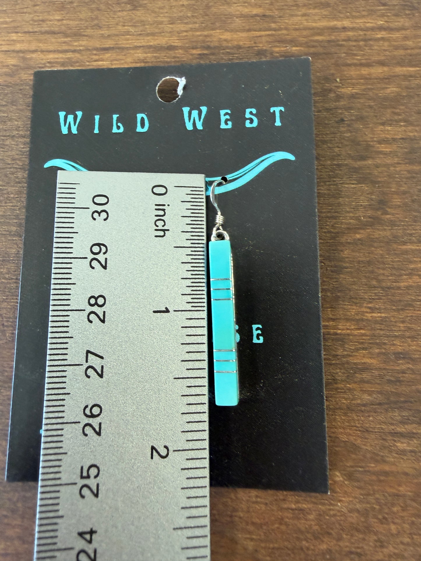 New turquoise inlay bar earrings