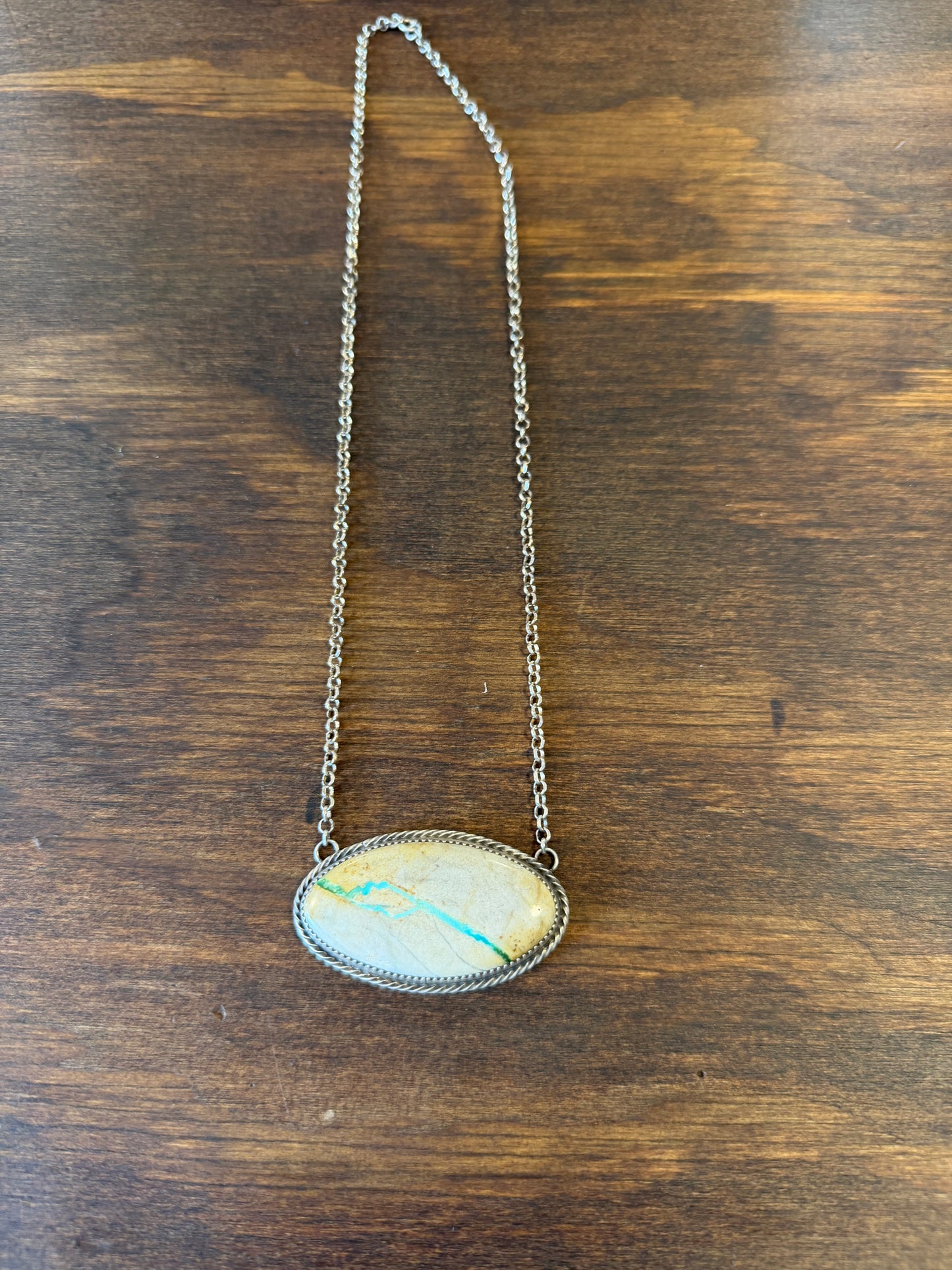 New ribbon mountain turquoise large bar necklace