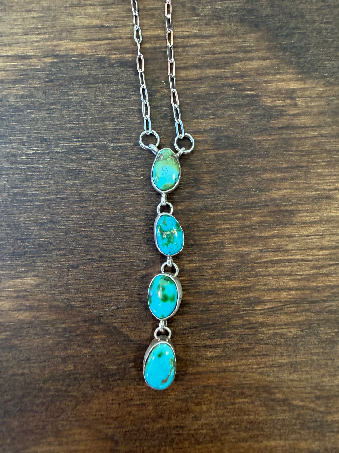 New Sonoran gold turquoise lariat drop style necklace
