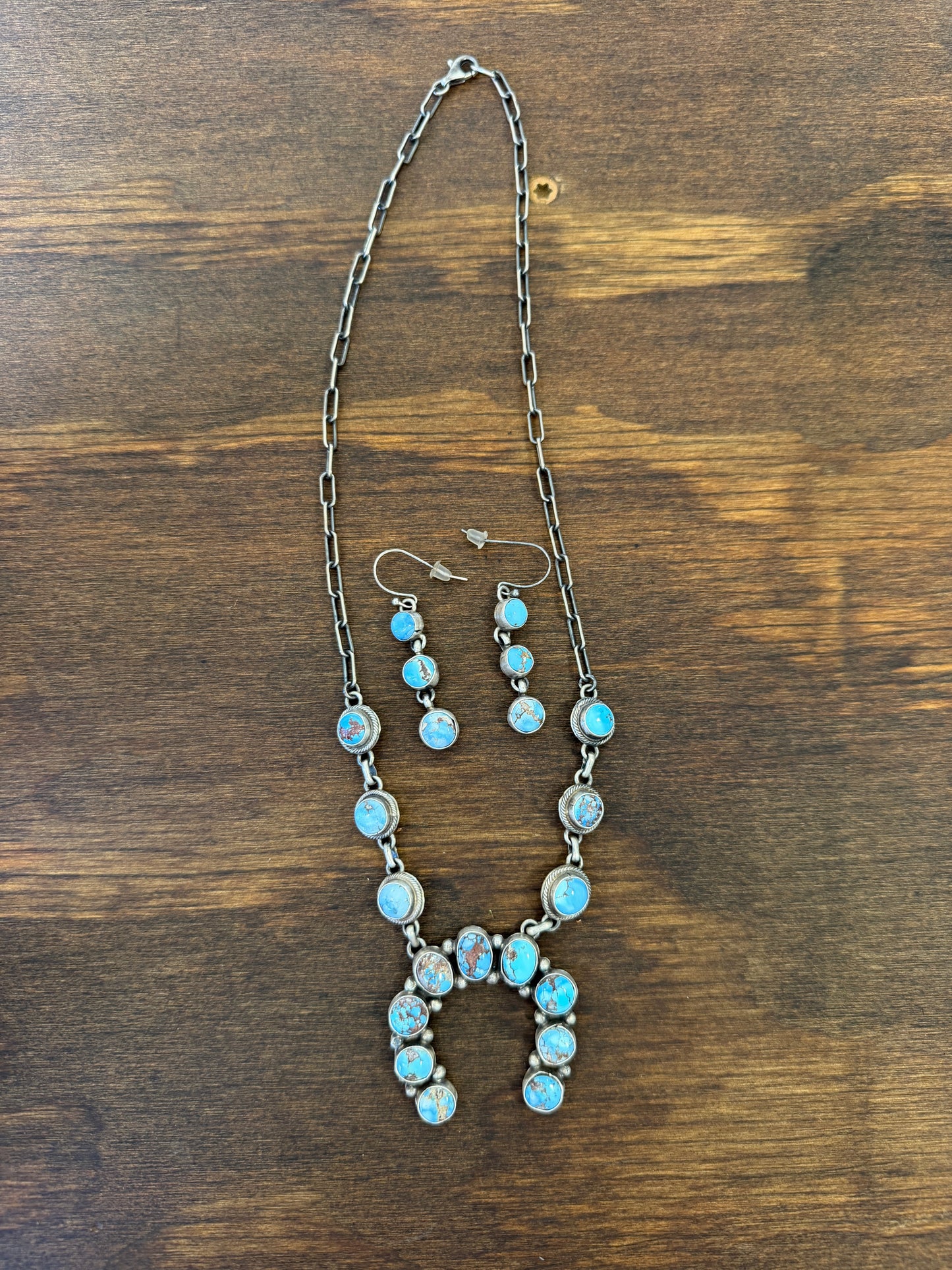 New mini golden hills turquoise necklace and earrings set