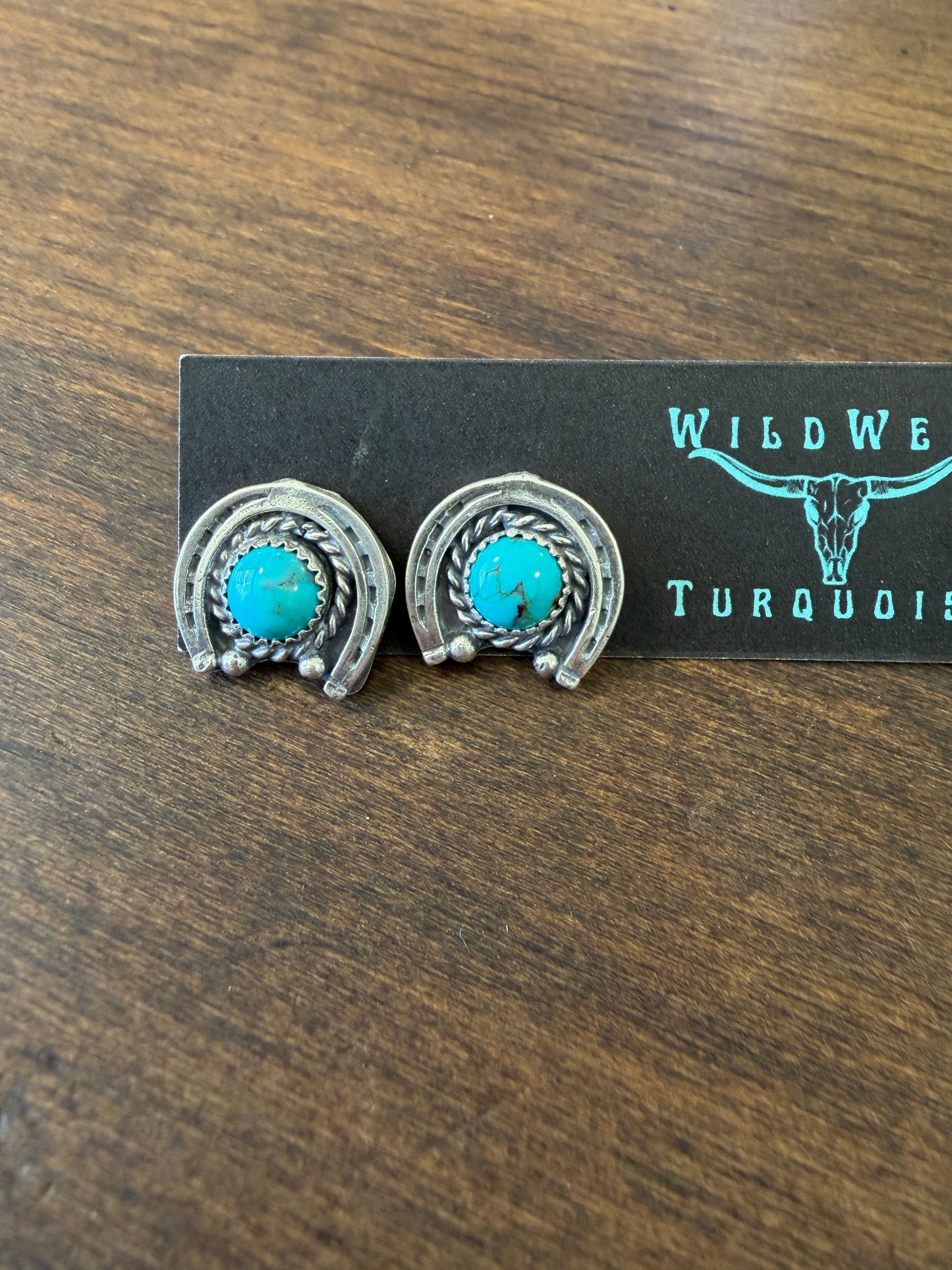 New turquoise upside down horseshoe stud earrings