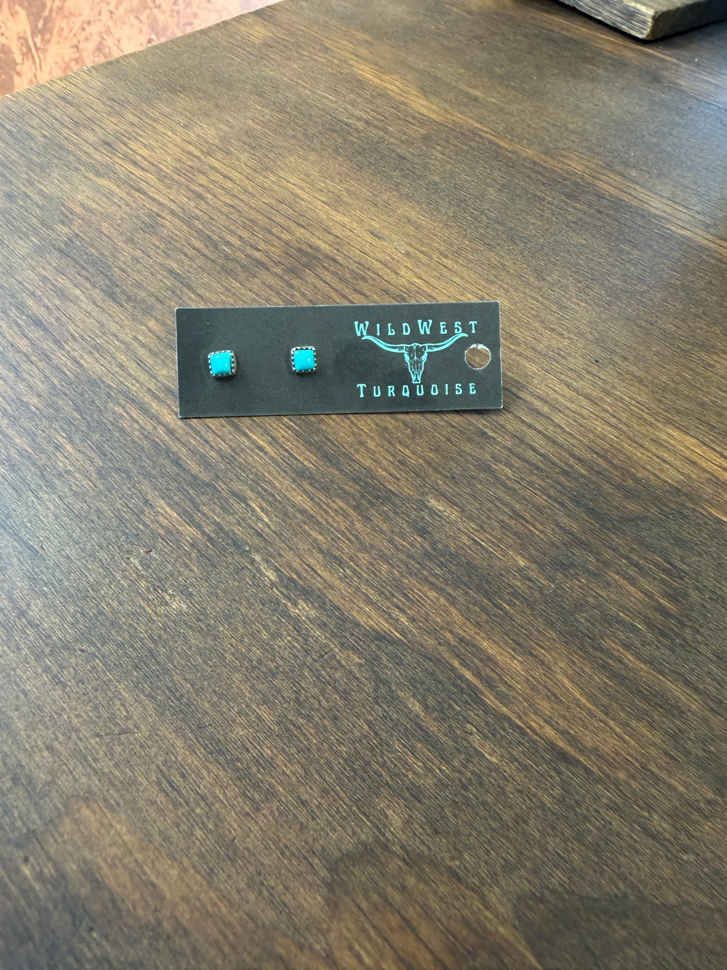 New turquoise square stud earrings