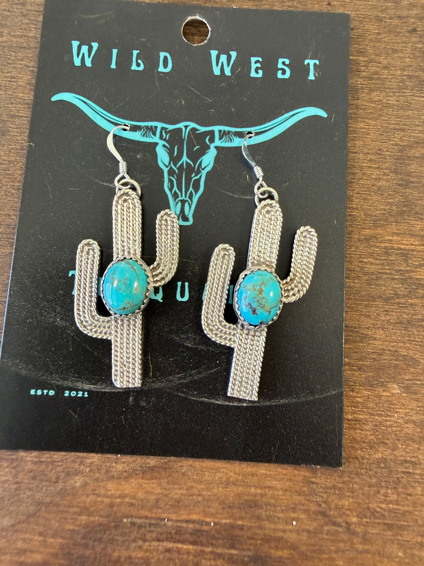 New cactus turquoise dangle earrings
