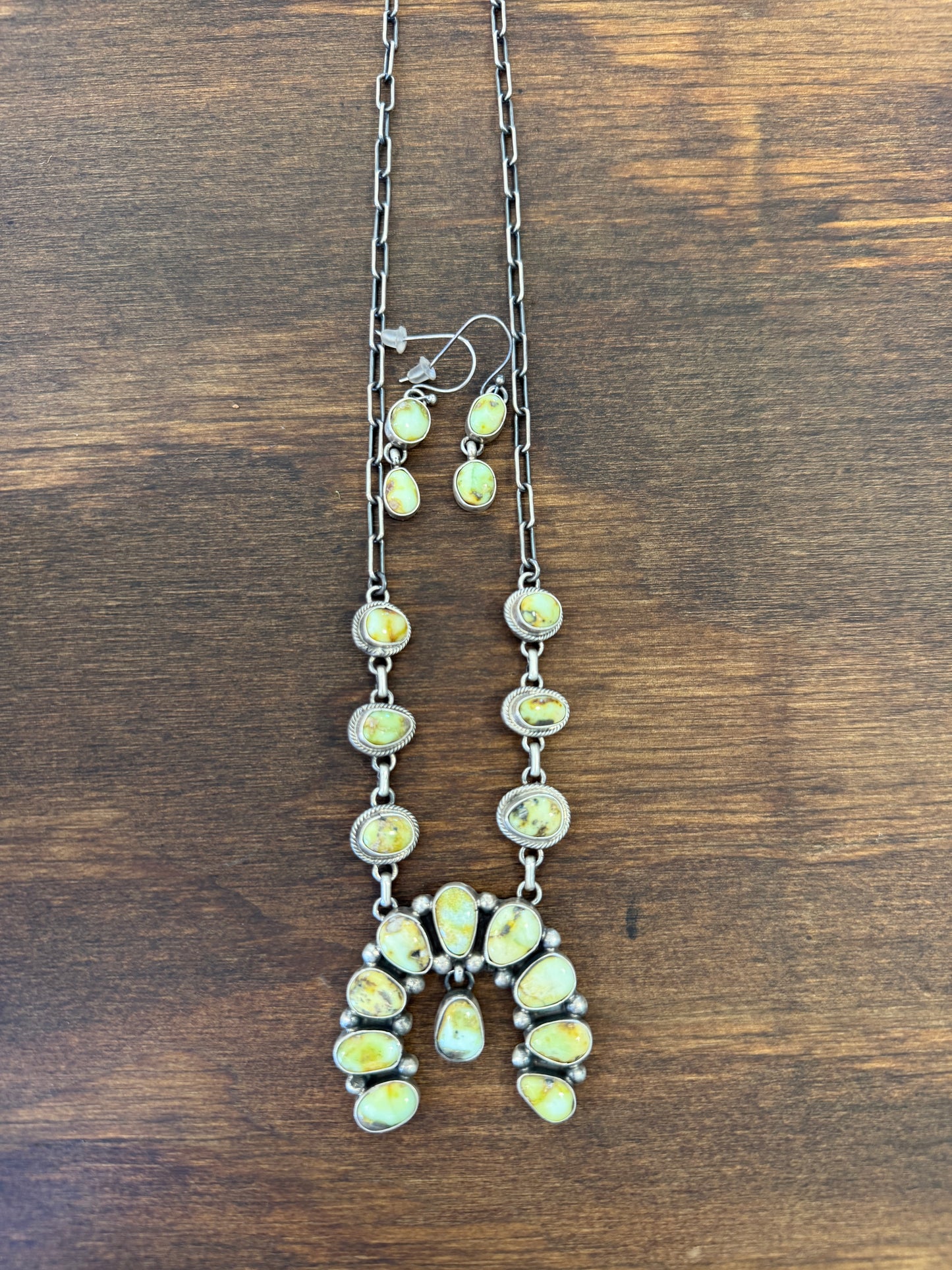 New mini palomino turquoise necklace and earrings set