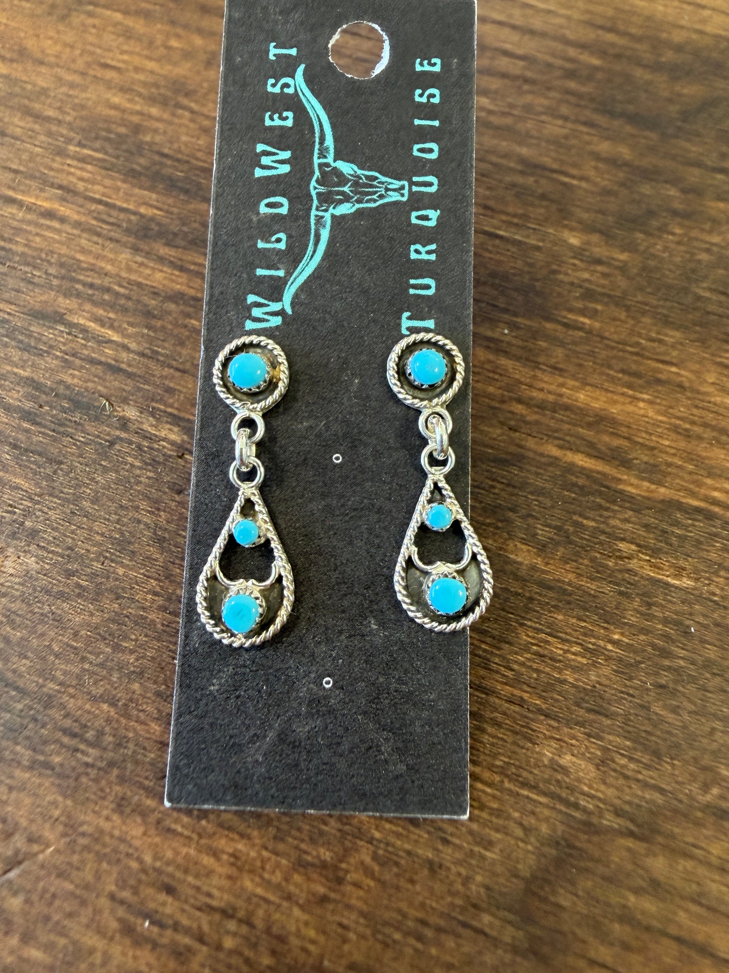 New snake eye turquoise stud dangle shadow box earrings