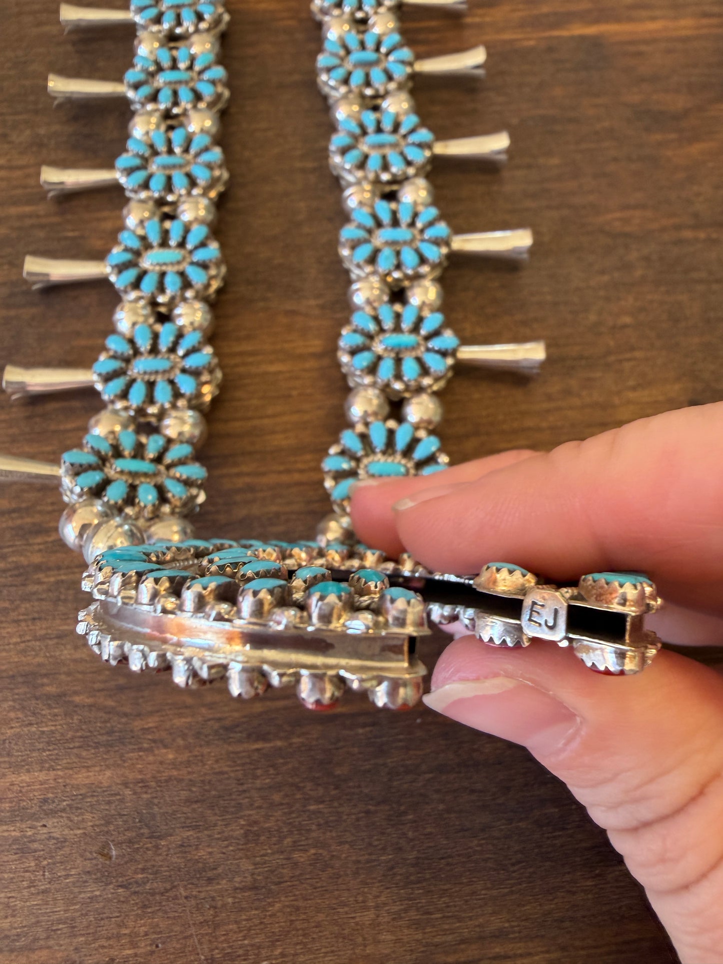 New 2 reversible turquoise/coral squash blossom earring set