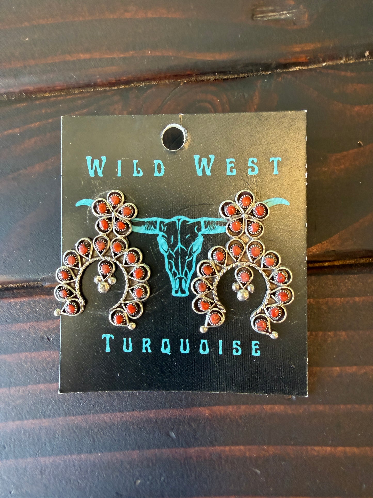 New large red coral cluster Naja stud earrings