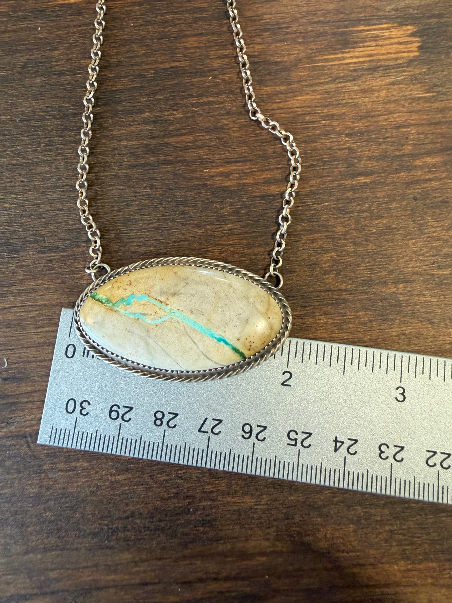 New ribbon mountain turquoise large bar necklace