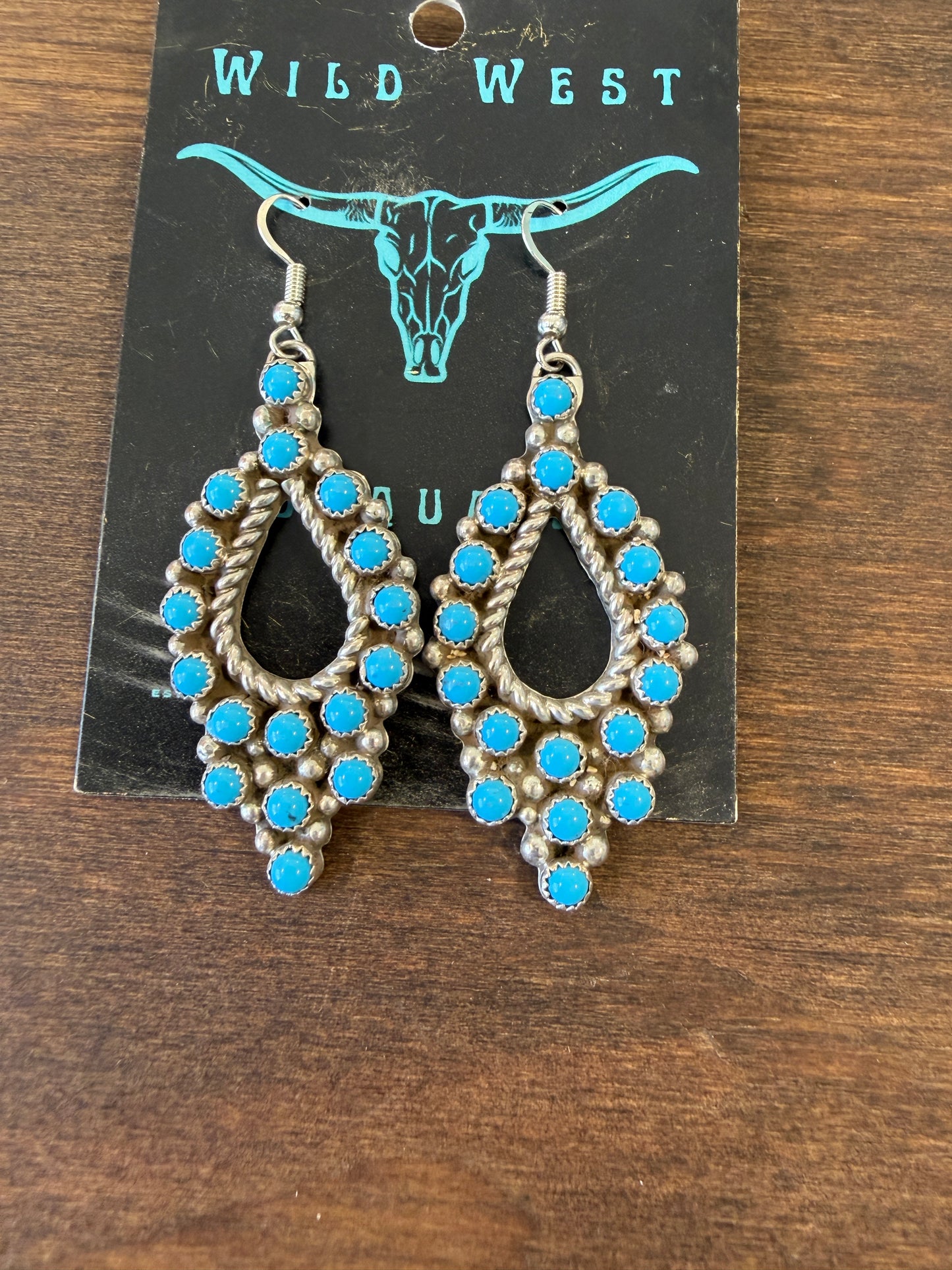 New turquoise cluster dangle statement earrings