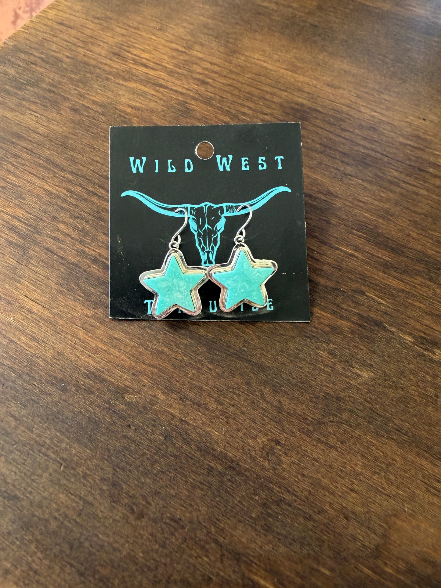 New turquoise star dangle earrings