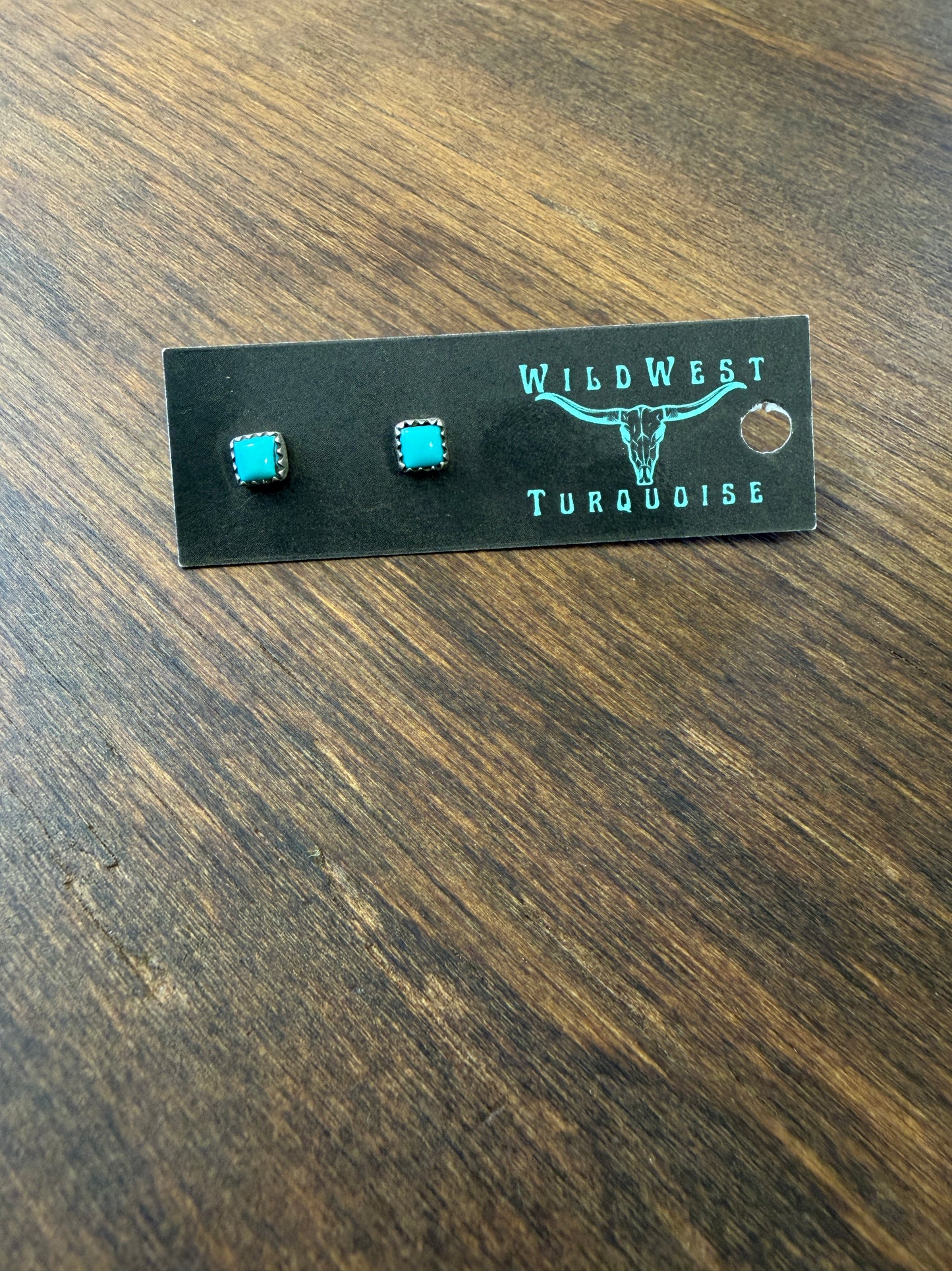 New turquoise square stud earrings