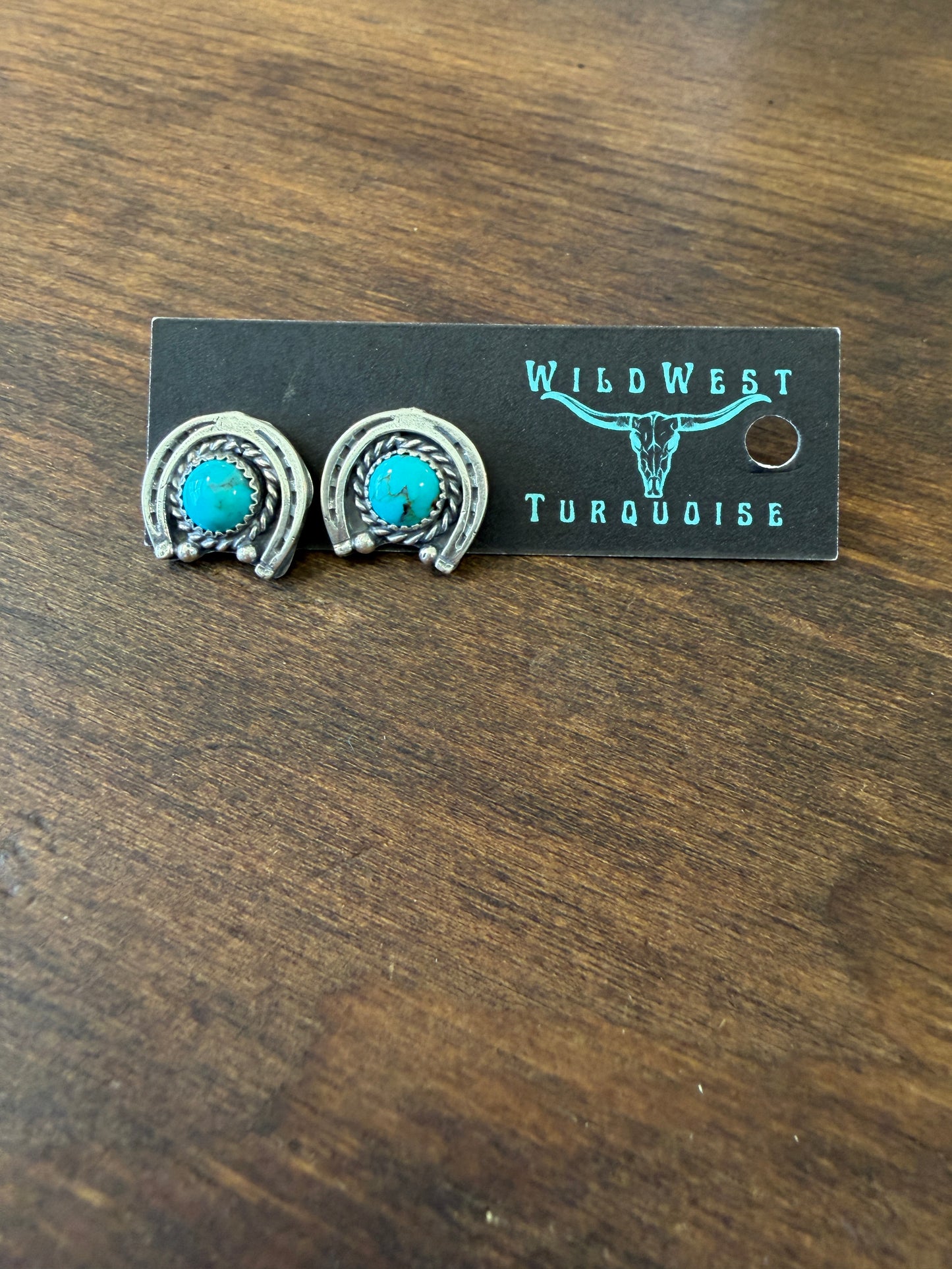 New turquoise upside down horseshoe stud earrings