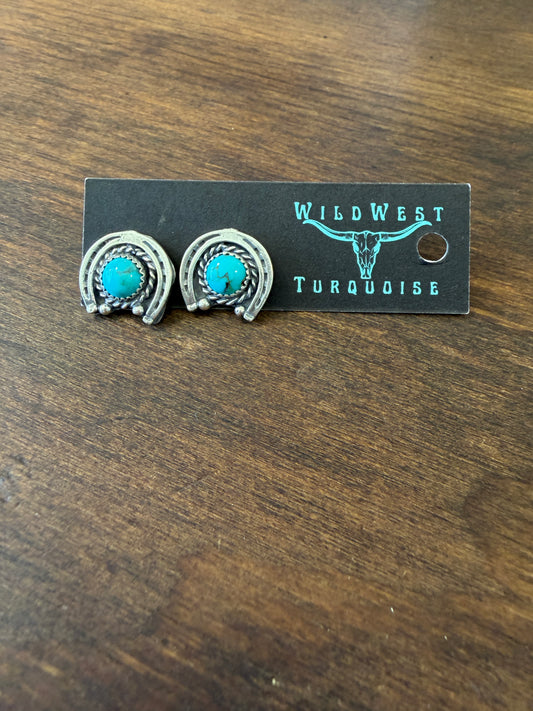 New turquoise upside down horseshoe stud earrings