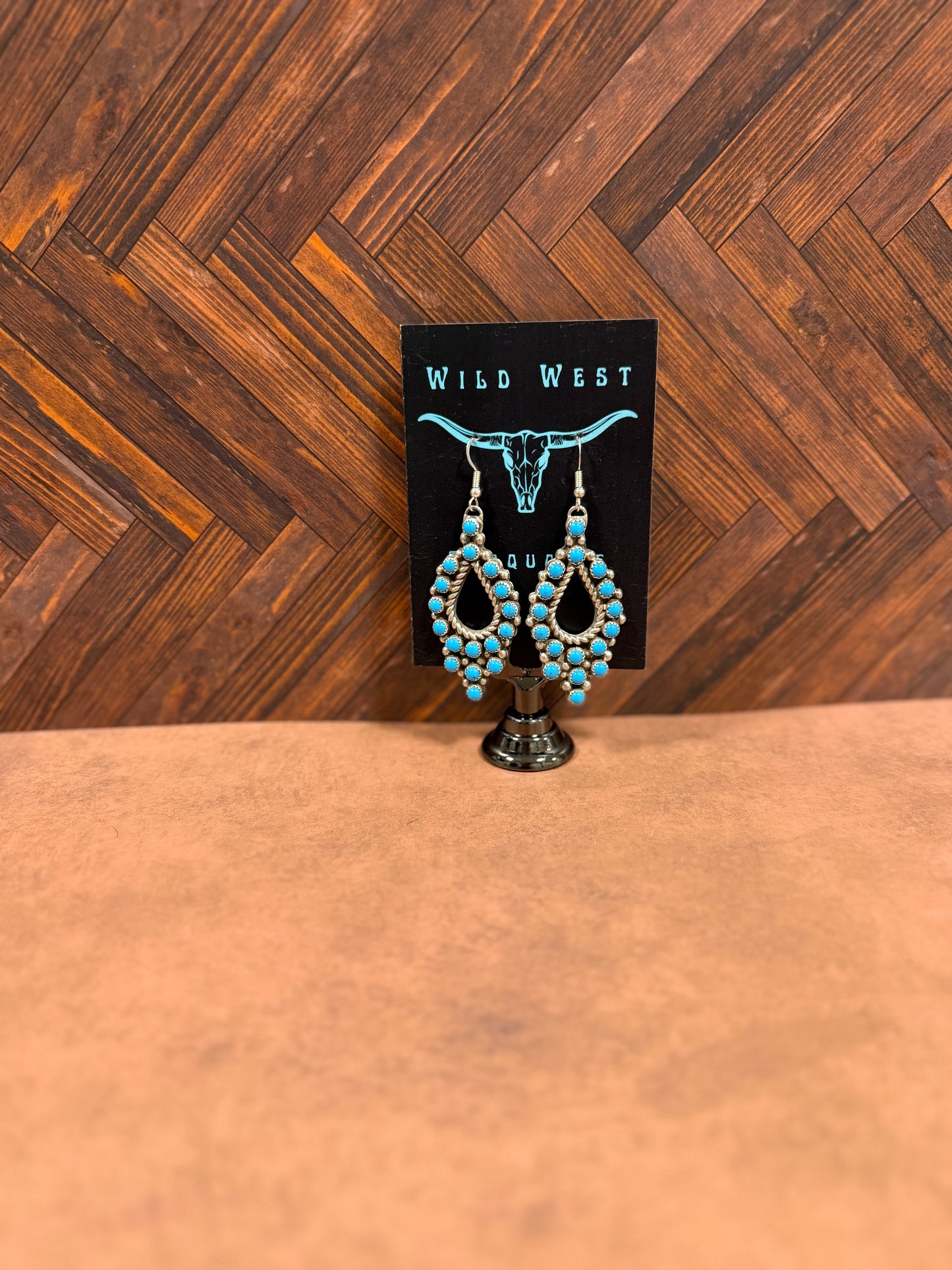 New turquoise cluster dangle statement earrings