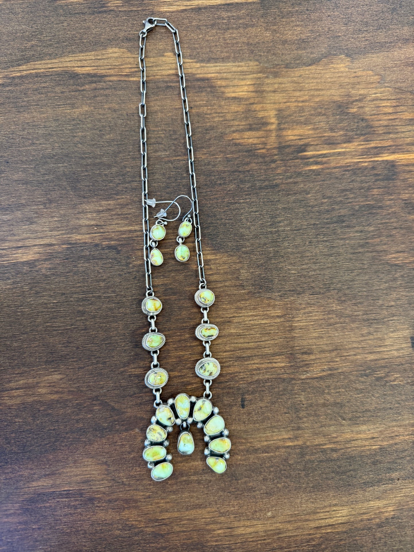 New mini palomino turquoise necklace and earrings set