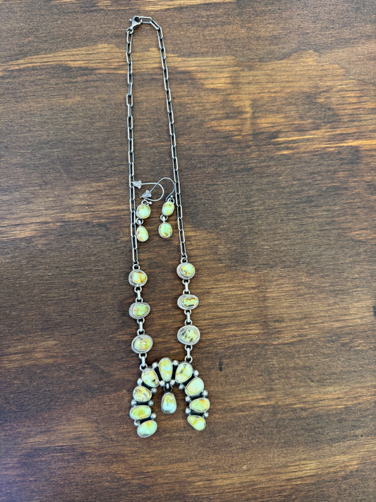 New mini palomino turquoise necklace and earrings set