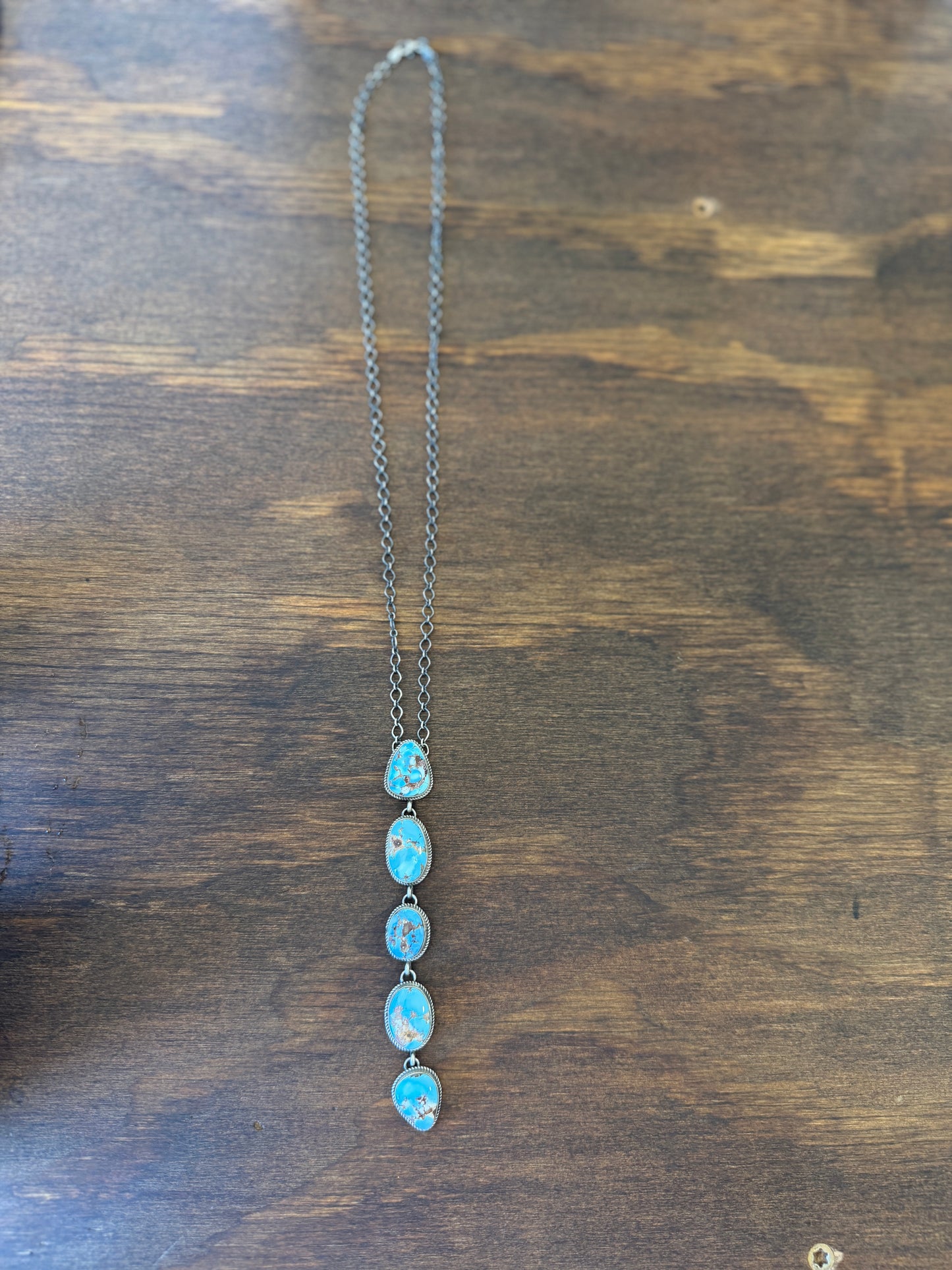 New golden hills turquoise lariat drop style necklace