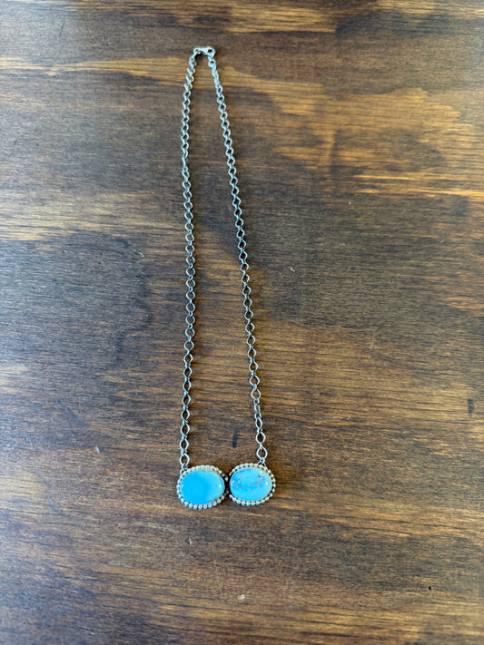 New golden hills 2 stone bar necklace
