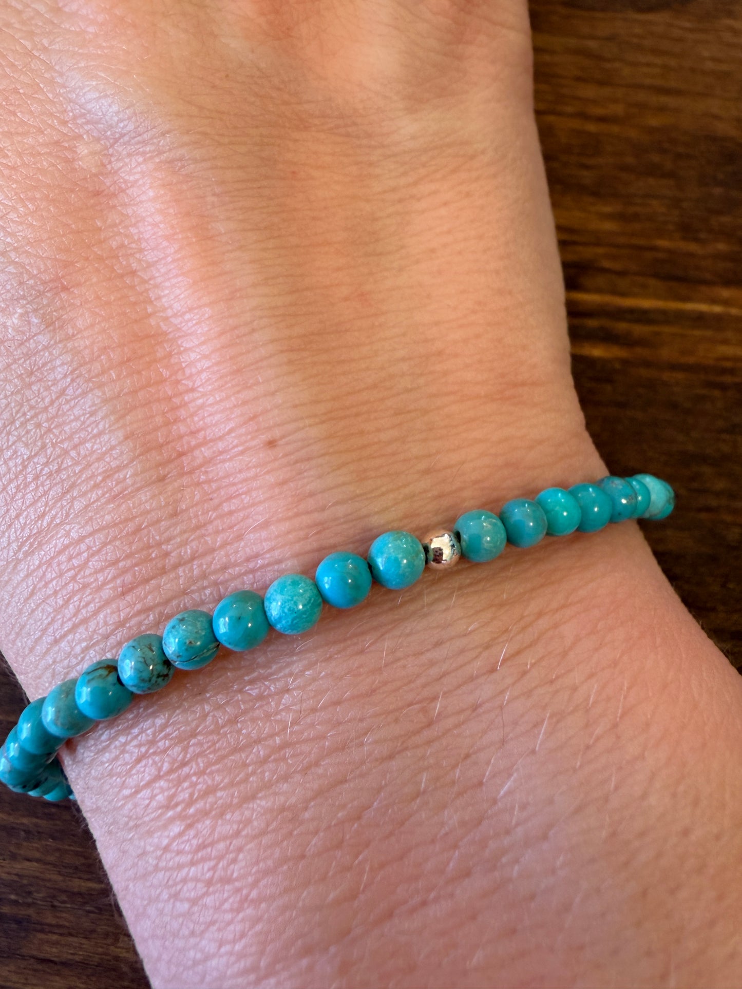 New 4mm turquoise ball bracelet