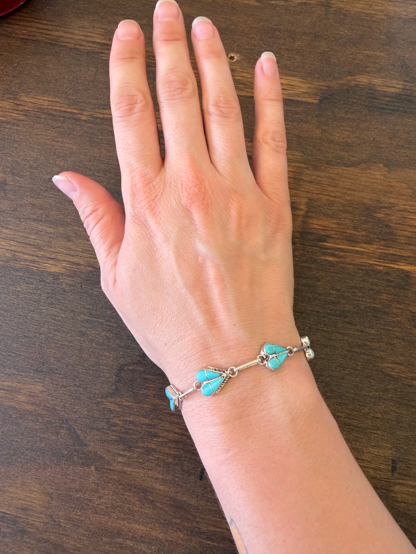New inlay heart turquoise link bracelet