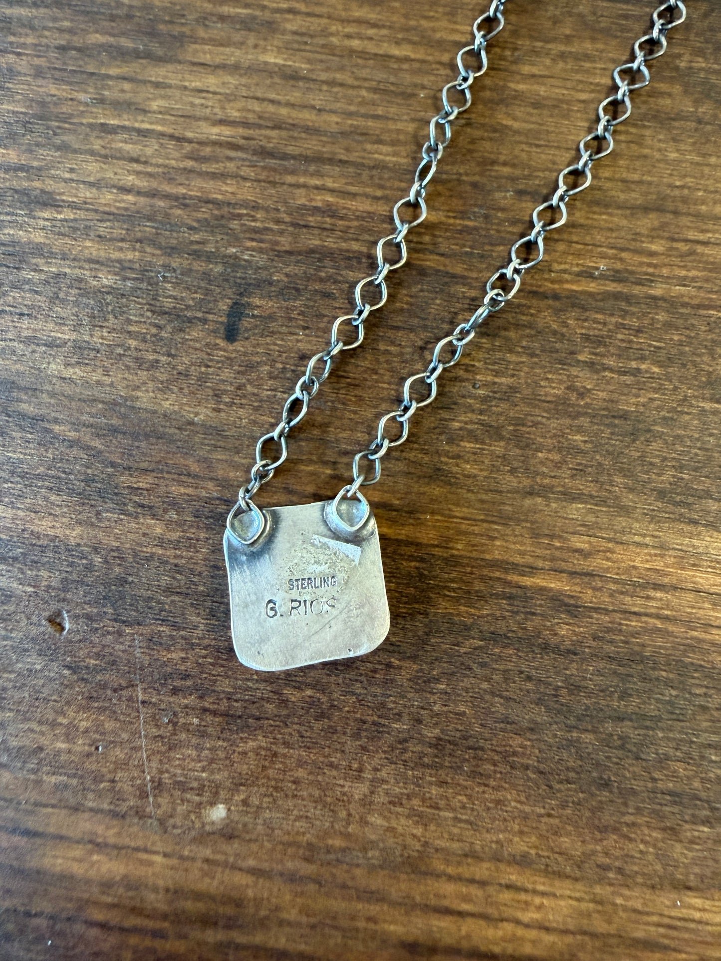 New white buffalo mini square bar necklace