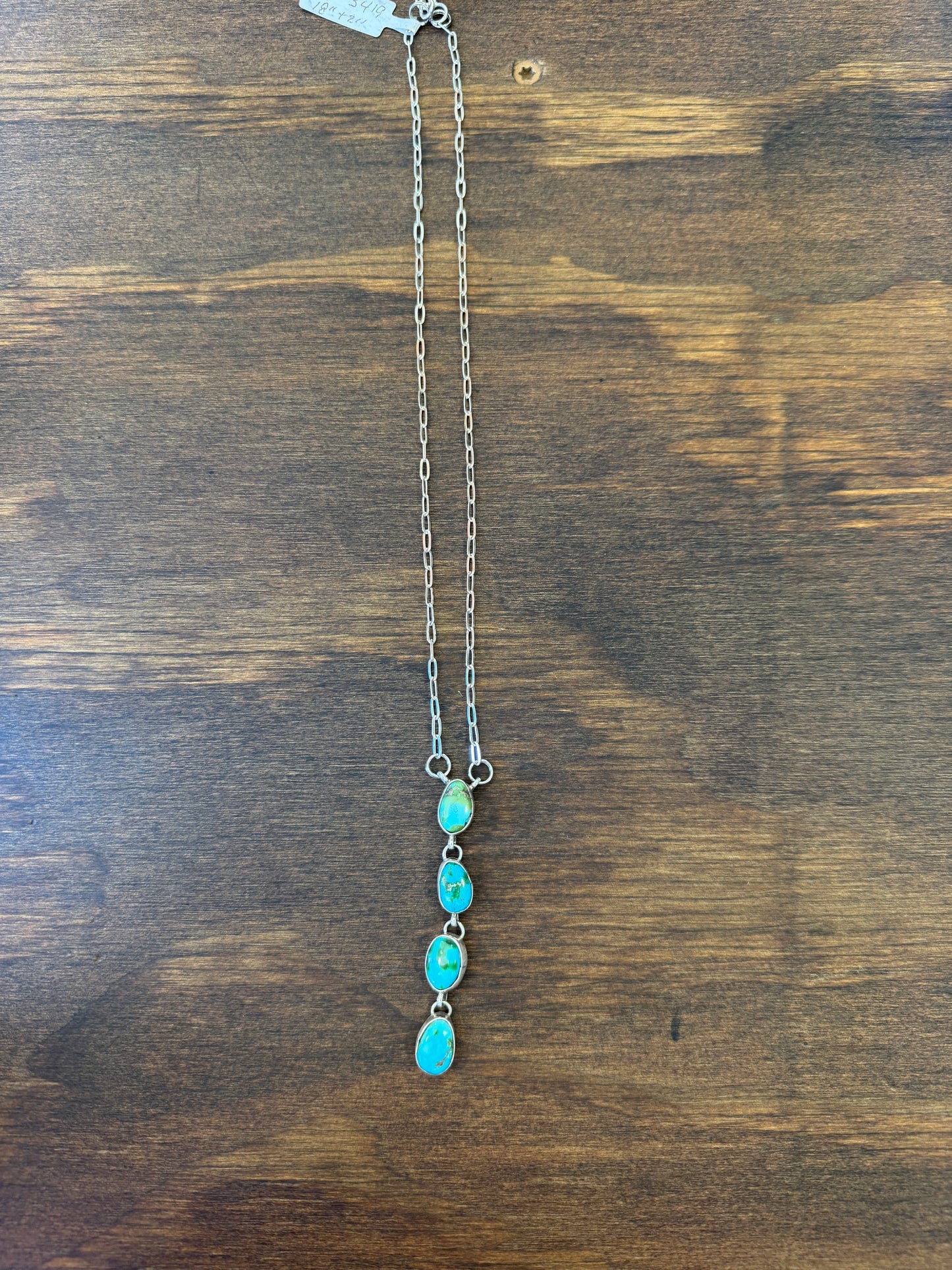 New Sonoran gold turquoise lariat drop style necklace