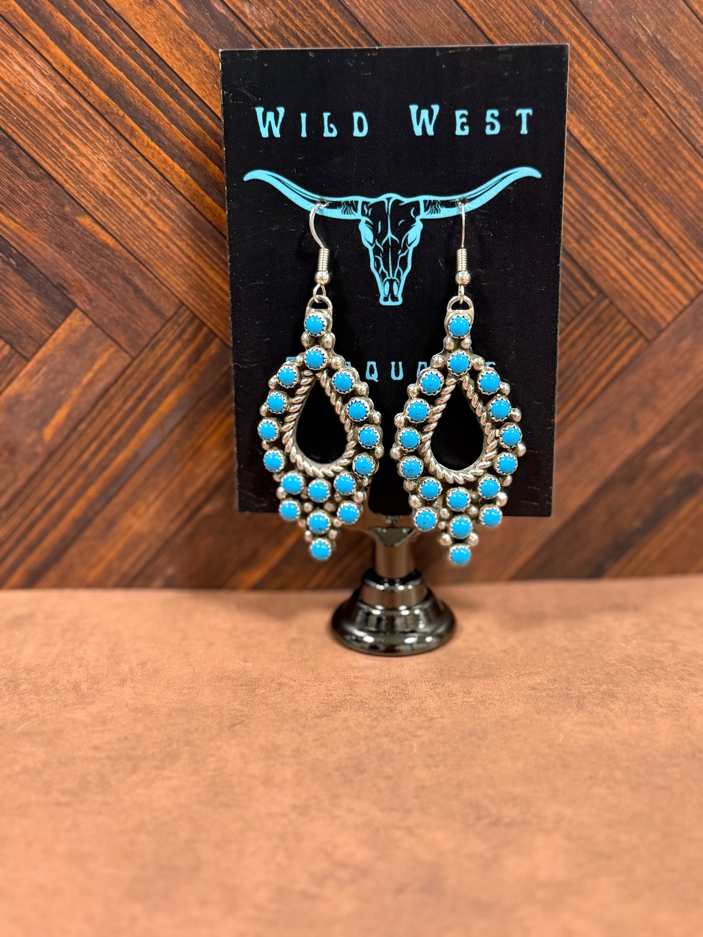 New turquoise cluster dangle statement earrings