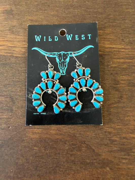 New large turquoise naja cluster dangle earrings