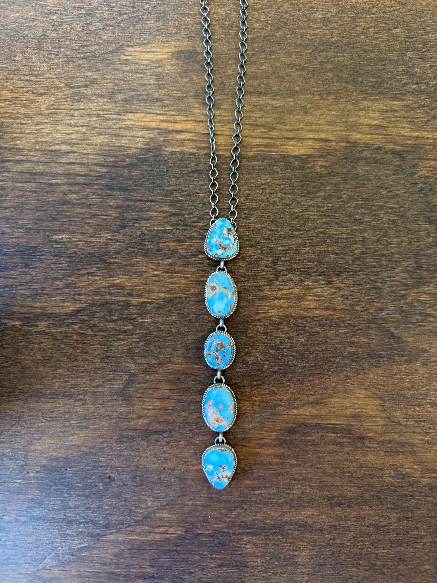 New golden hills turquoise lariat drop style necklace