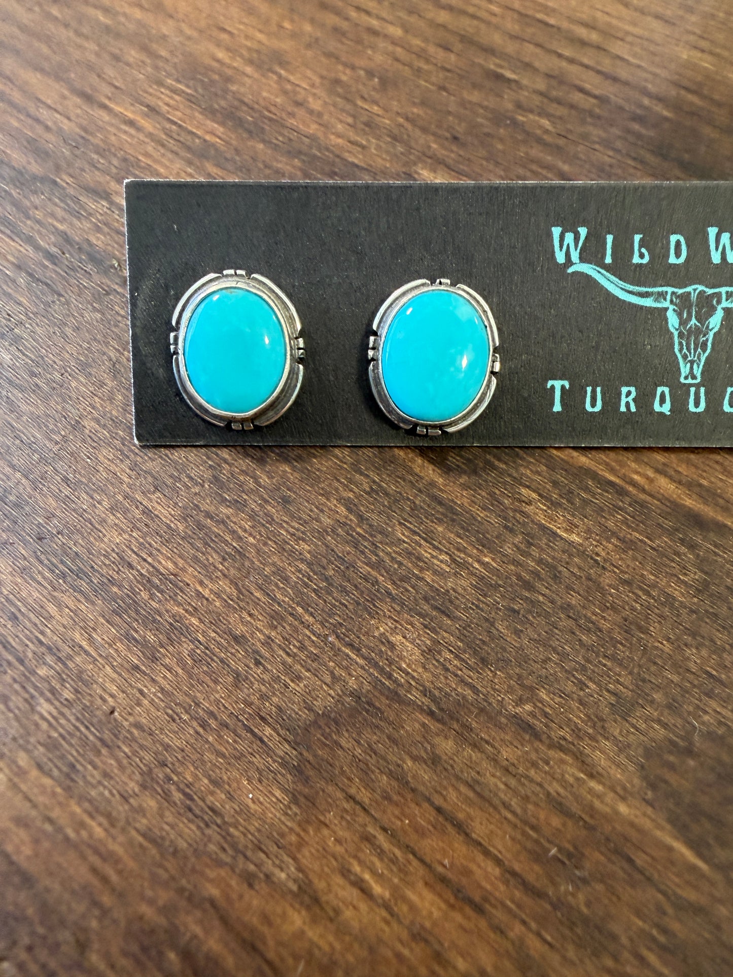 New turquoise bezel edge stud earrings